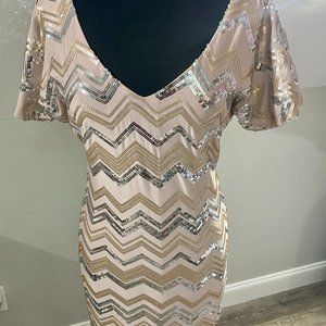 Blush Pink Cocktail Dress with Sequin Detailing